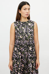 Marni Purple & Multicolour Pleated Floral Dress