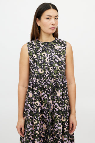Marni Purple & Multicolour Pleated Floral Dress