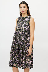 Marni Purple & Multicolour Pleated Floral Dress