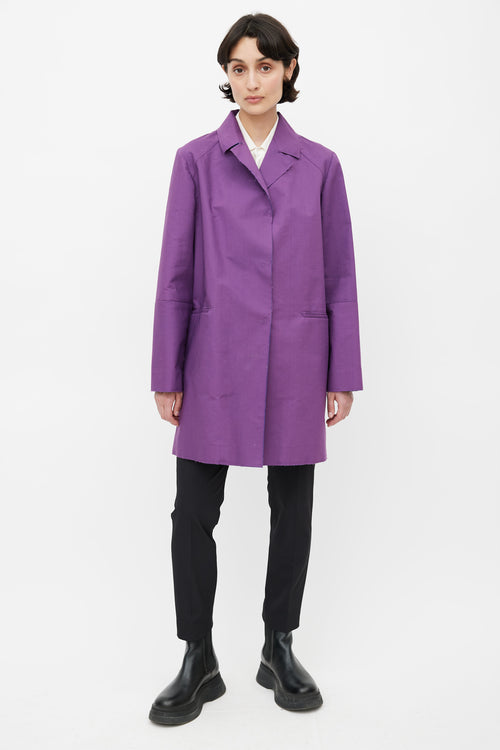 Marni Purple Raw Hem Trench Coat