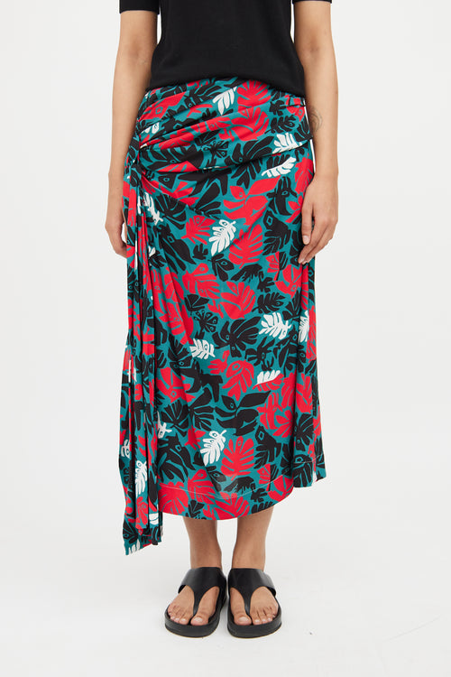 Marni Blue Multi Colour Tropic Gathered Skirt