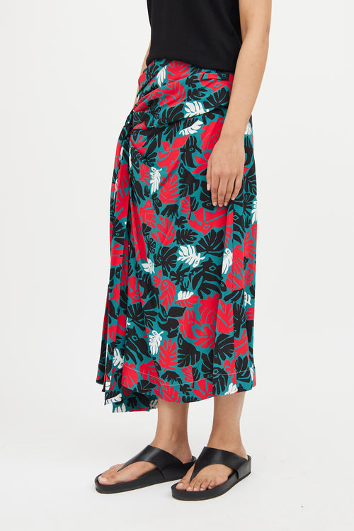 Marni Blue Multi Colour Tropic Gathered Skirt