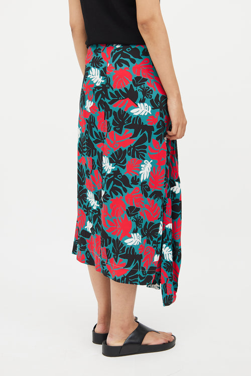 Marni Blue Multi Colour Tropic Gathered Skirt