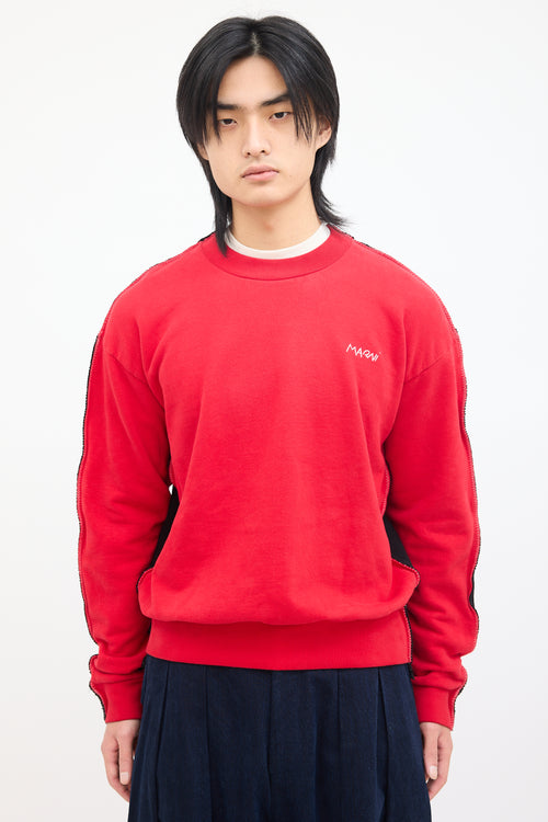 Marni Red & Black Stitched Trim Sweatshirt