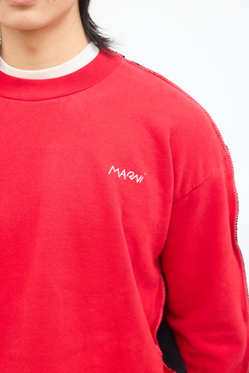 Marni Red & Black Stitched Trim Sweatshirt