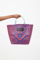 Marni Blue & Red Woven Market Tote Bag