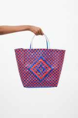 Marni Blue & Red Woven Market Tote Bag