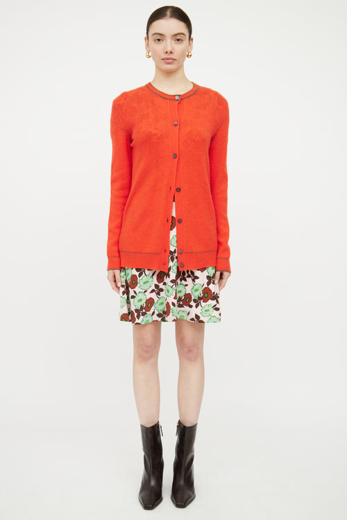 Marni Orange & Green Cashmere Knit Cardigan