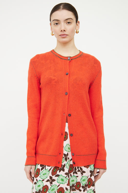 Marni Orange & Green Cashmere Knit Cardigan