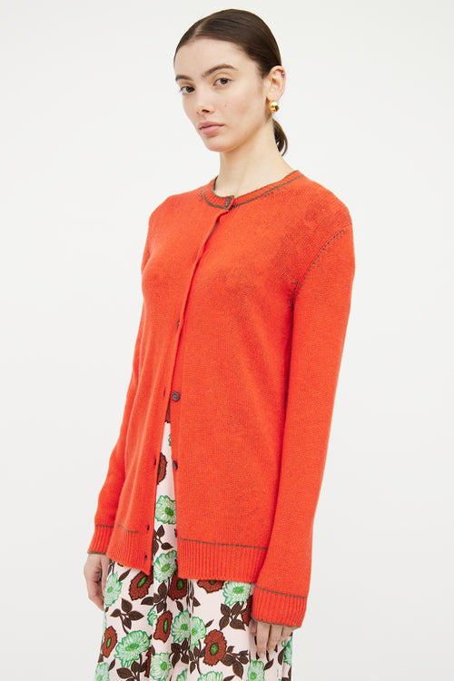 Marni Orange & Green Cashmere Knit Cardigan