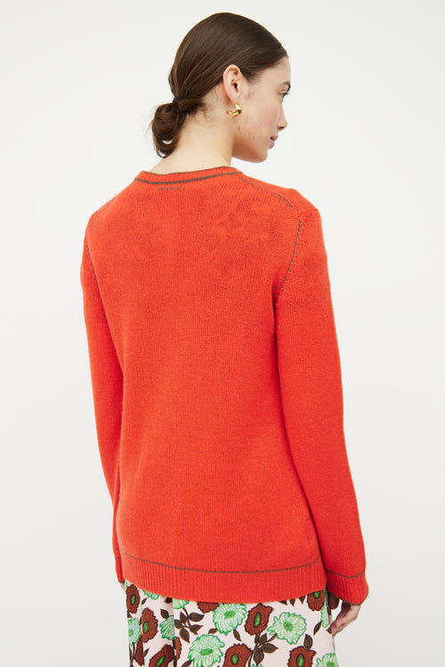 Marni Orange & Green Cashmere Knit Cardigan