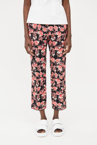 Marni Black & Red Floral Print Pant