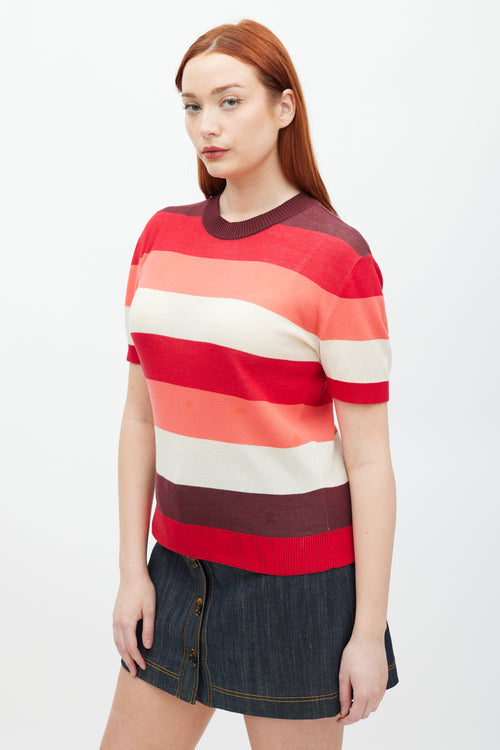Marni Red & Multicolour Striped Knit Top