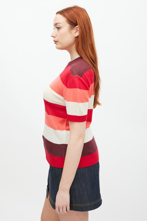 Marni Red & Multicolour Striped Knit Top