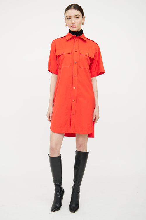 Marni Red Poplin Shirt Dress