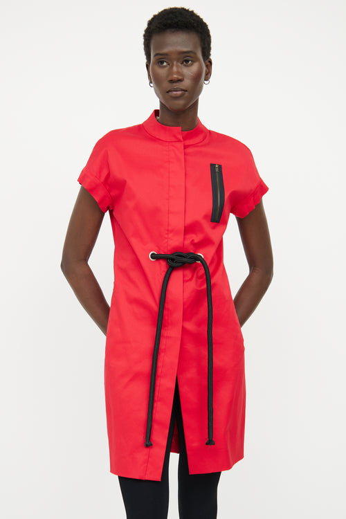 Marni Red Button Cord Modern Collar Dress