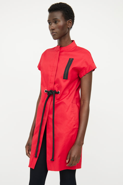 Marni Red Button Cord Modern Collar Dress