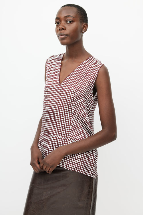 Marni Red & White Checker Print Tank