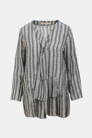 Marni Silk Asymmetrical Printed Blouse