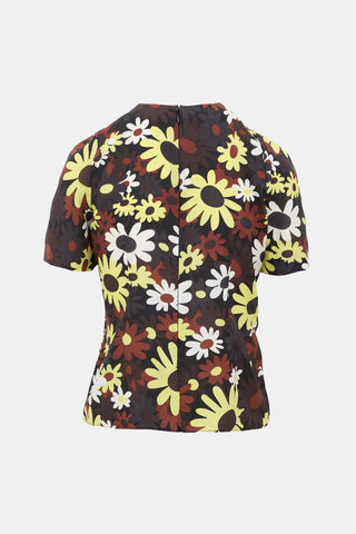 Marni Silk Floral Pleated Top