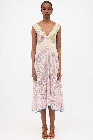 Marni Silk Sheer Mixed Floral Dress