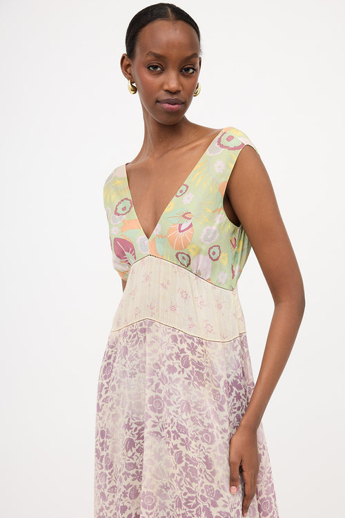 Marni Silk Sheer Mixed Floral Dress