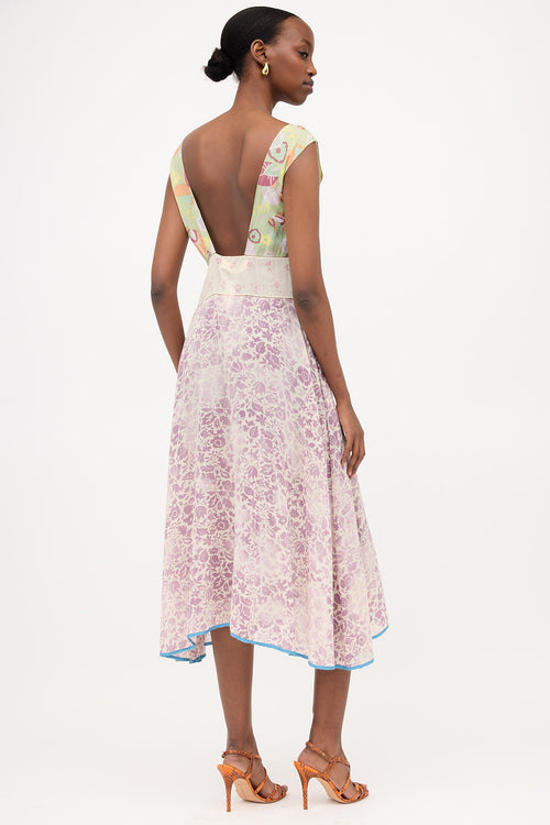 Marni Silk Sheer Mixed Floral Dress