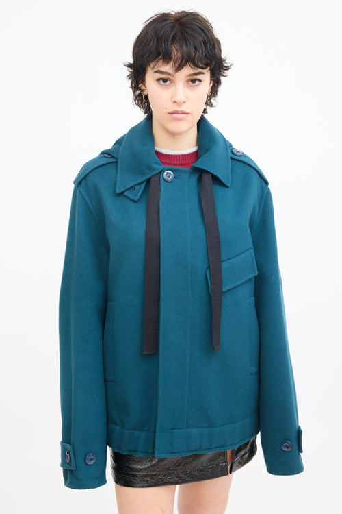 Marni Teal Wool & Cashmere Pea Coat