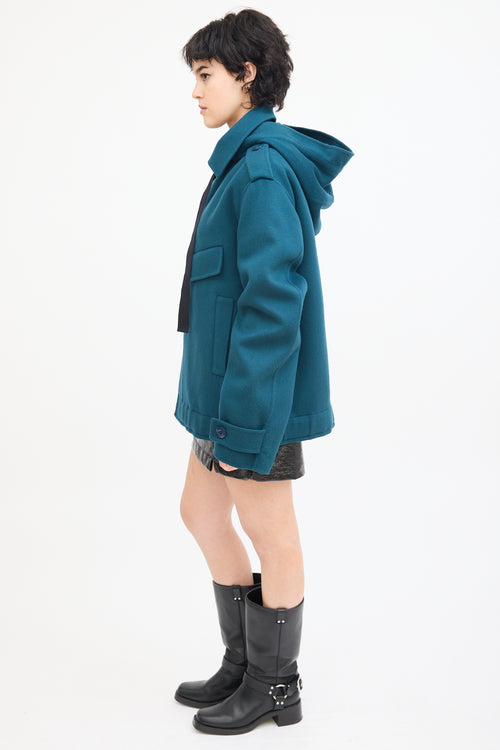 Marni Teal Wool & Cashmere Pea Coat