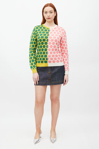 Marni White & Multicolour Polka Dot Wool Knit Sweater
