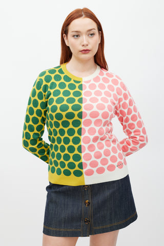 Marni White & Multicolour Polka Dot Wool Knit Sweater