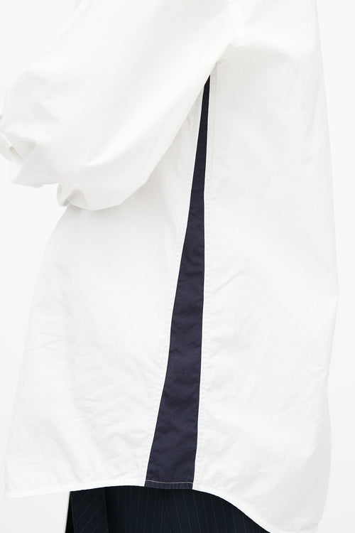Marni White & Navy Panel Shirt