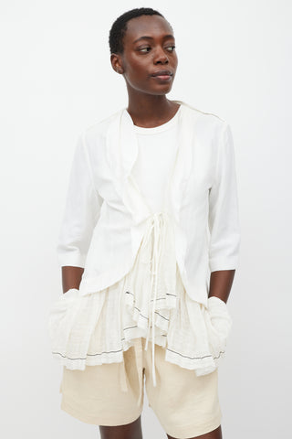 Marni White Tie Front Ruffled Blouse