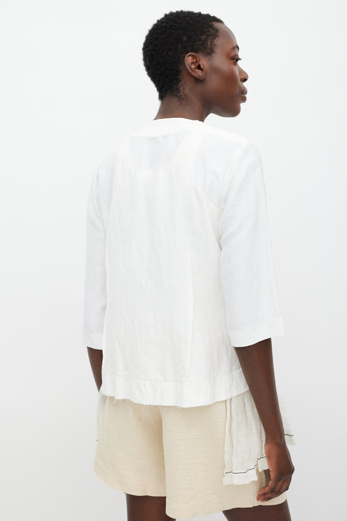 Marni White Tie Front Ruffled Blouse