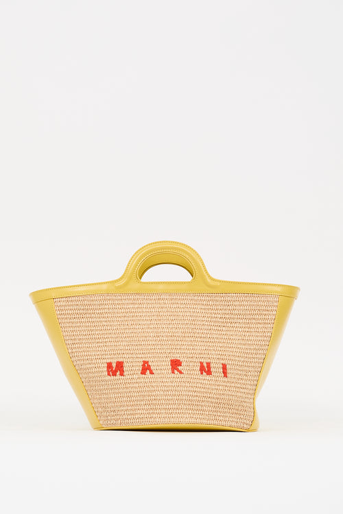 Marni Yellow & Beige Tropicalia Logo Tote Bag