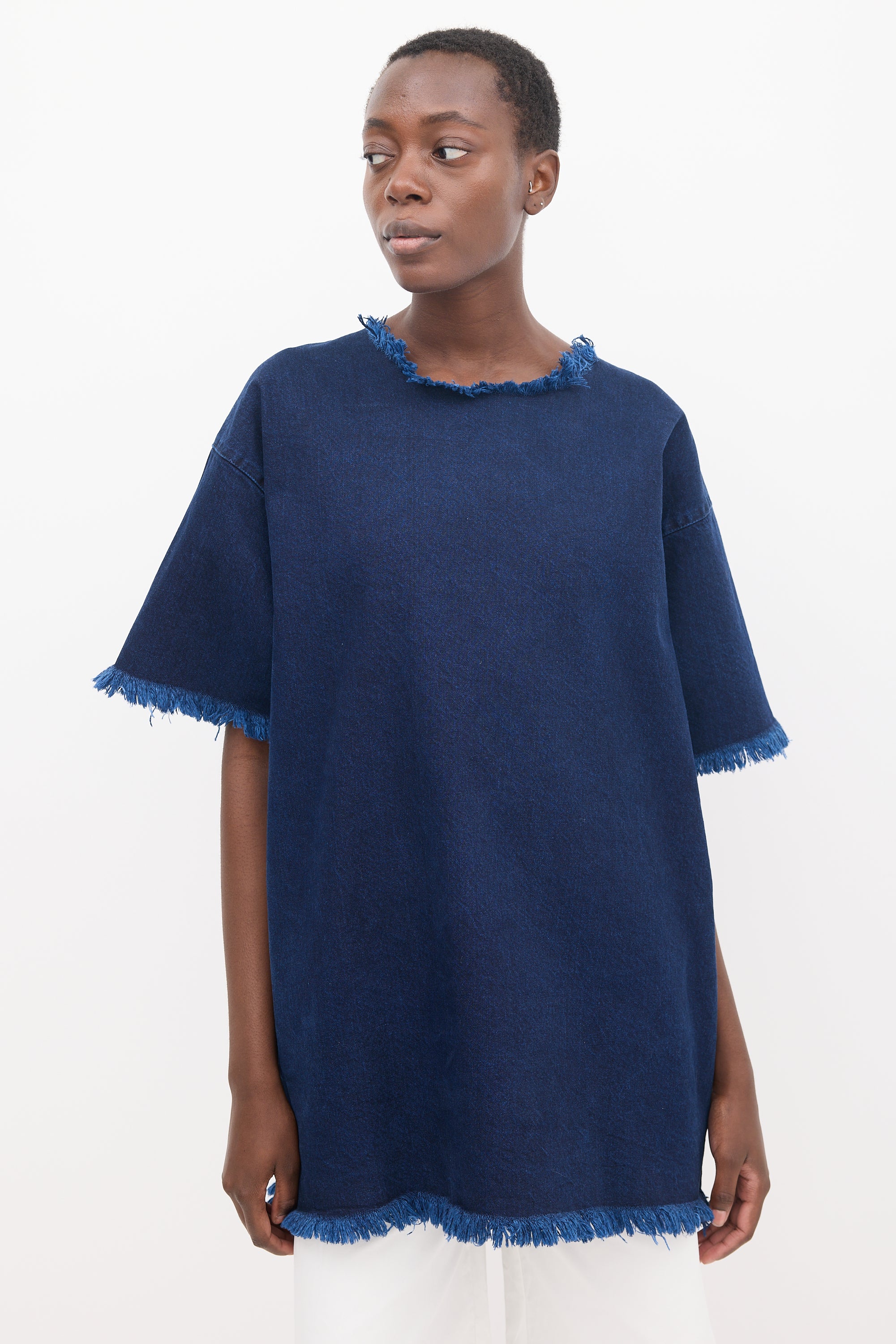 Marques Almeida // Blue Distressed Denim T-Shirt Dress VSP Consignment Marques Almeida // Blue Distressed Denim T-Shirt Dress VSP Consignment