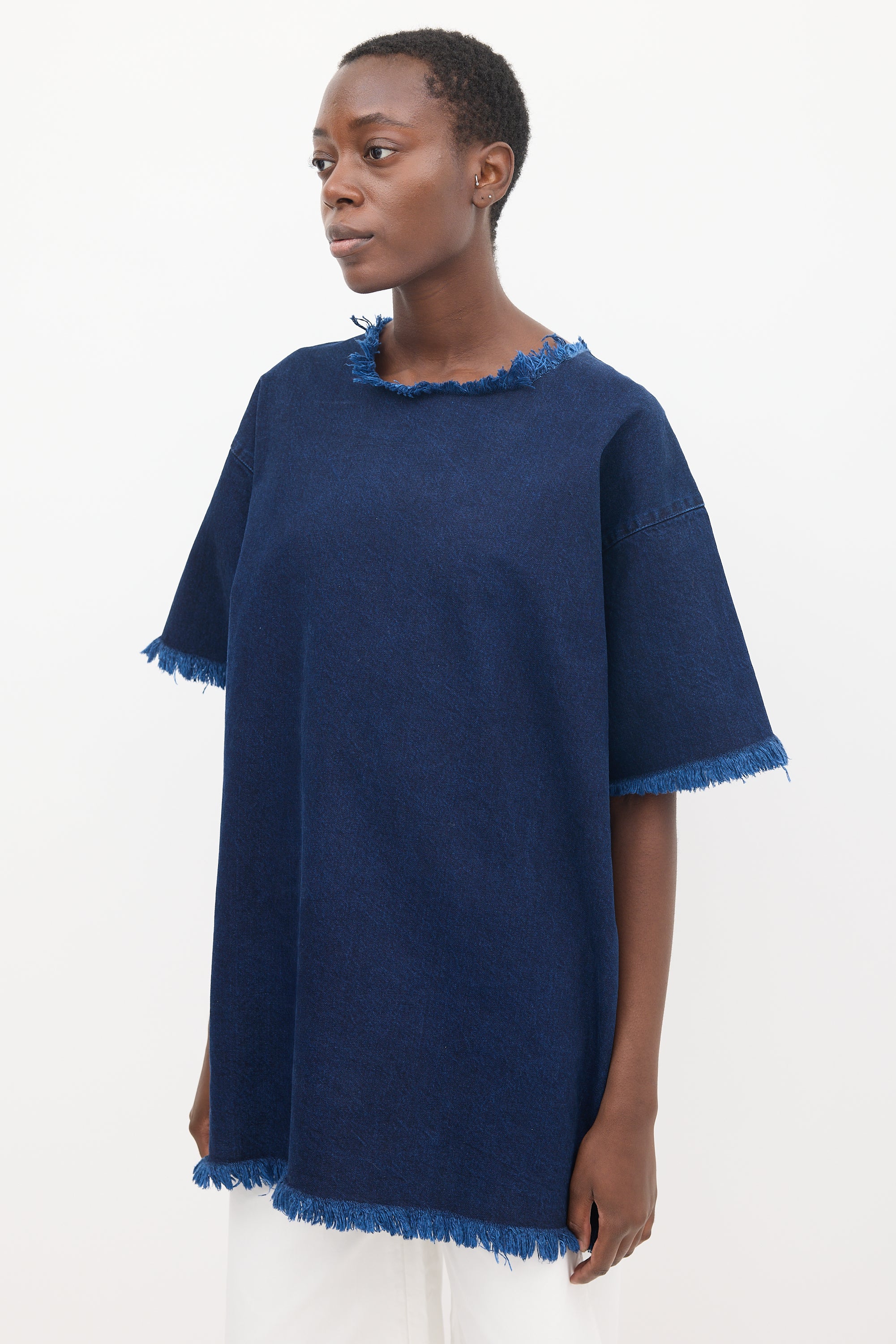 Marques Almeida // Blue Distressed Denim T-Shirt Dress – VSP Consignment