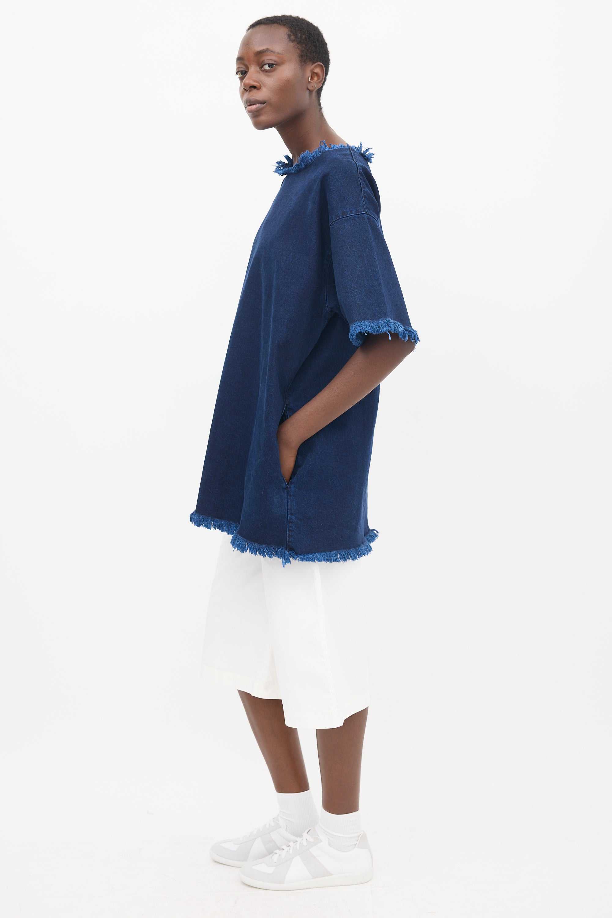 marques almeida frayed denim dress Marques Almeida // Blue Distressed Denim Shirt Dress VSP Consignment