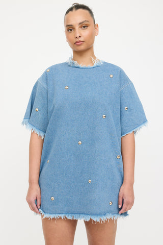 Marques Almeida Denim Studded Distressed Dress