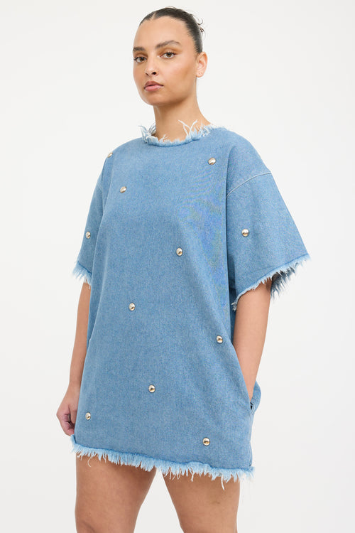 Marques Almeida Denim Studded Distressed Dress