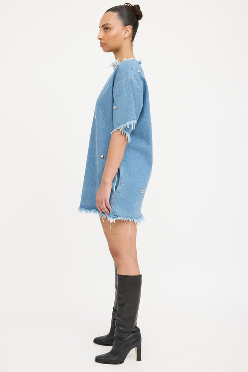 Marques Almeida Denim Studded Distressed Dress