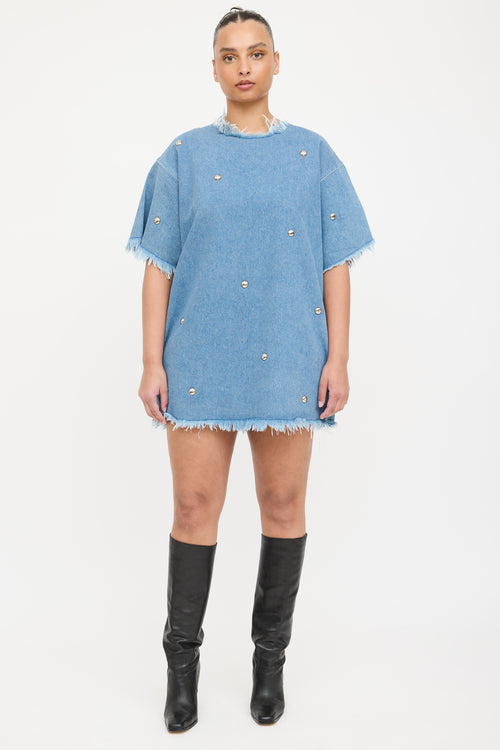 Marques Almeida Denim Studded Distressed Dress