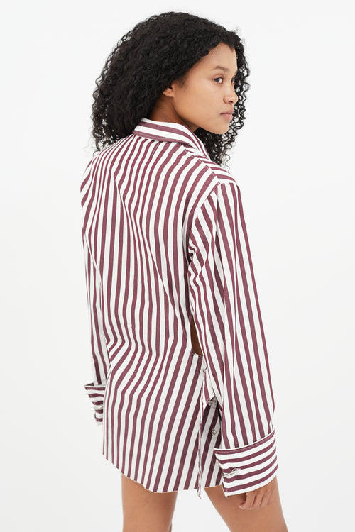 Marques Almeida Red & White Stripe Twisted Belt Shirt Dress