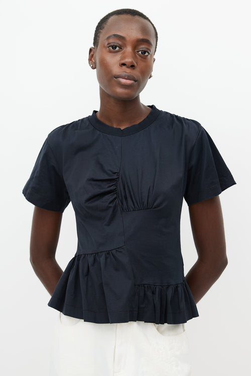 Marques'Almeida Black Gathered Panel T-Shirt