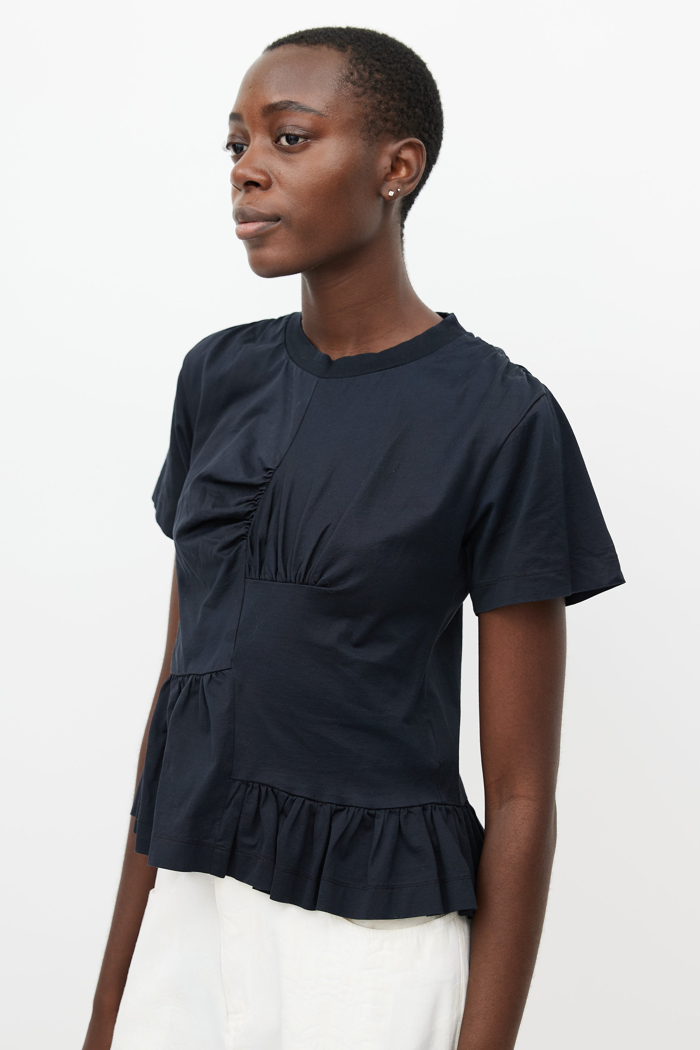 Marques Almeida // Black Gathered Panel T-Shirt – VSP Consignment