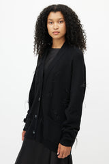 Marques'Almeida Black Merino & Feather Trim Cardigan