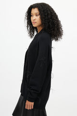 Marques'Almeida Black Merino & Feather Trim Cardigan