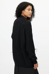 Marques'Almeida Black Merino & Feather Trim Cardigan