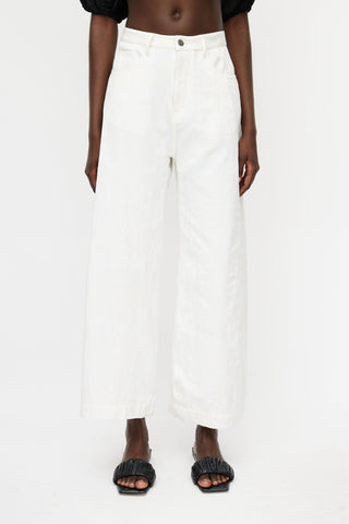 Marques'Almeida White Floral Wide Leg Jeans