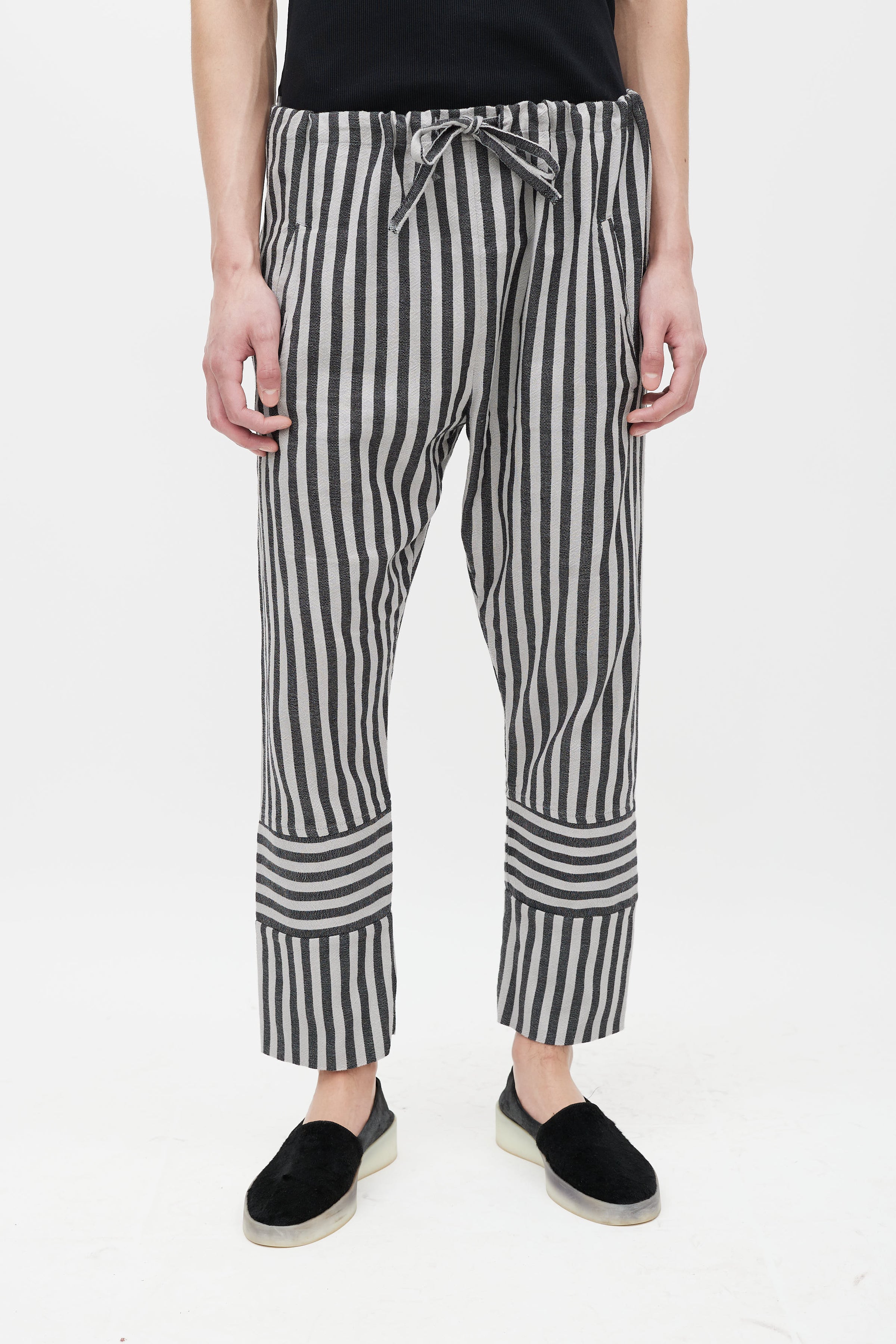 Wide Woven Trousers Black